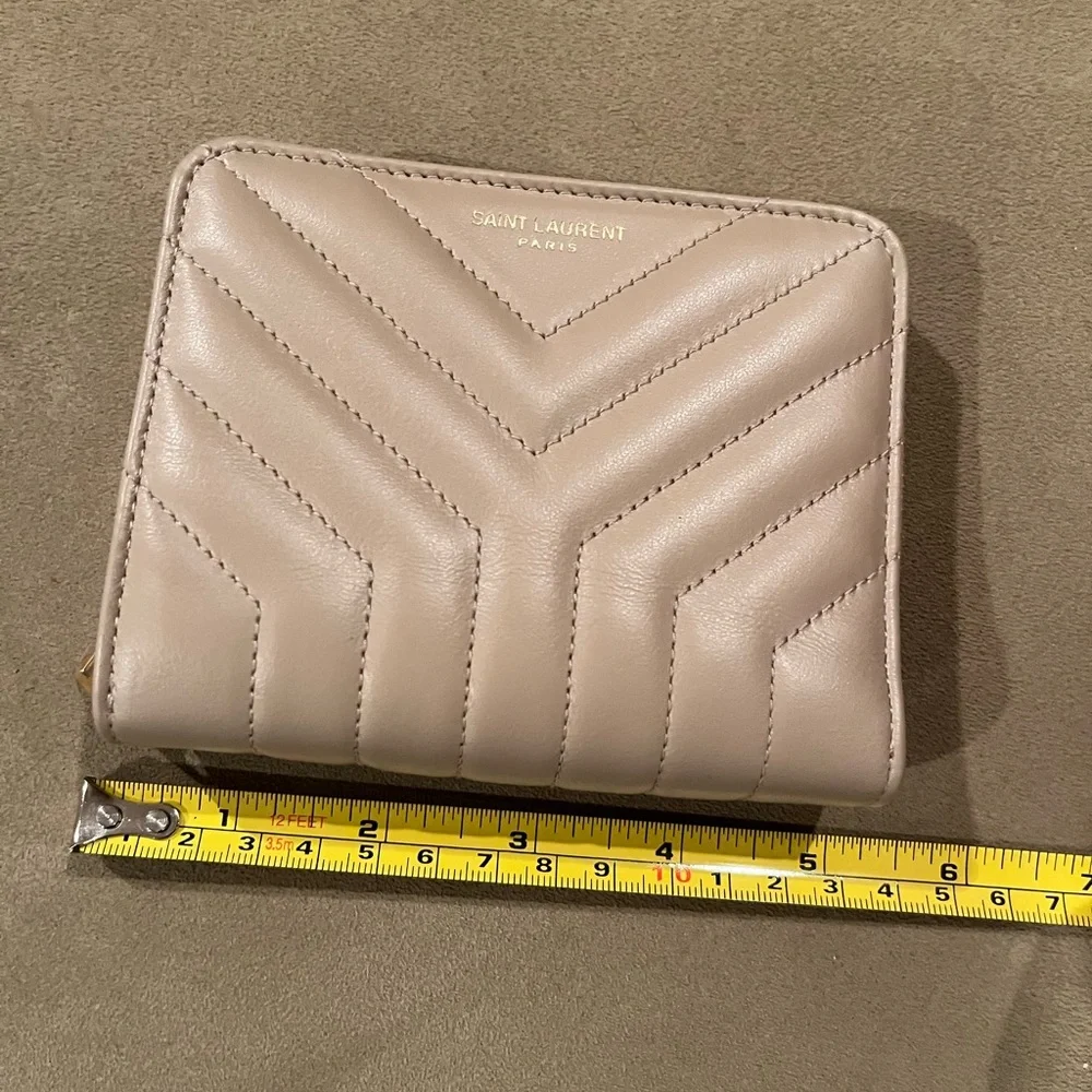 Saint Laurent Quilted Leather Zip Wallet in Blush Pink